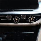 4PCS Car Air Vent Clips with Fragrance Pads, Cute Flower Car Air Fresheners Vents Clips Diamond Vent Clip Auto Interior Decor Charm Bling Auto Accessories Decoration for Women (Black)