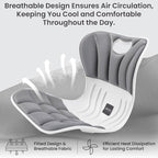 Ergonomic Lumbar Support Cushion, Grey, 460mm x 440mm x 340mm, Large, for Office Chairs & Car Seats, Posture Correction, Pregnancy Comfort,110-300 lbs Capacity