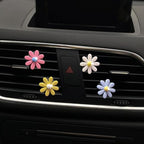 4Pcs Cute Daisies Car Clip, Flowers Car Air Fresheners Vent Clips Charm Air Vent Accessories Cute Car Decor Automotive Interior Trim Car Decorations for Girls & Women