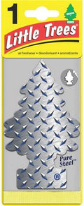 LITTLE TREES Car Air Freshener | Hanging Paper Tree for Home or Car | Pure Steel