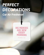 Pink Christian Car Air Freshener 4 Pcs, Coquette Pink Bow Bible Verse Religious Hanging Air Freshener for Cars Closet Drawer Books, Cute Christian Car Accessories Mirror Decor for Women