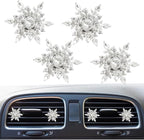 Bling 4Pcs Snowflake Air Vent Clips Car Air Freshener Outlet Clips Bling Rotatable Snowflake Car Vent Decorations Stress Relief Auto Accessories Toy Refillable (White)