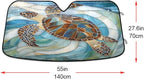 Sea Turtle Glass Ocean Windshield Sunshade Car Sun Shade Front Window Shade for Truck SUV Blocks UV Rays Sun Reflector Visor Protector Accordion Folding
