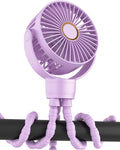 Portable Stroller Mini Fan, Small Rechargeable Personal Cooler w/ 360° Rotation, 3-Speed, Battery Powered Stroller Accessories, Baby Essentials for Car Seat, Crib, Bike, Treadmill, Plum