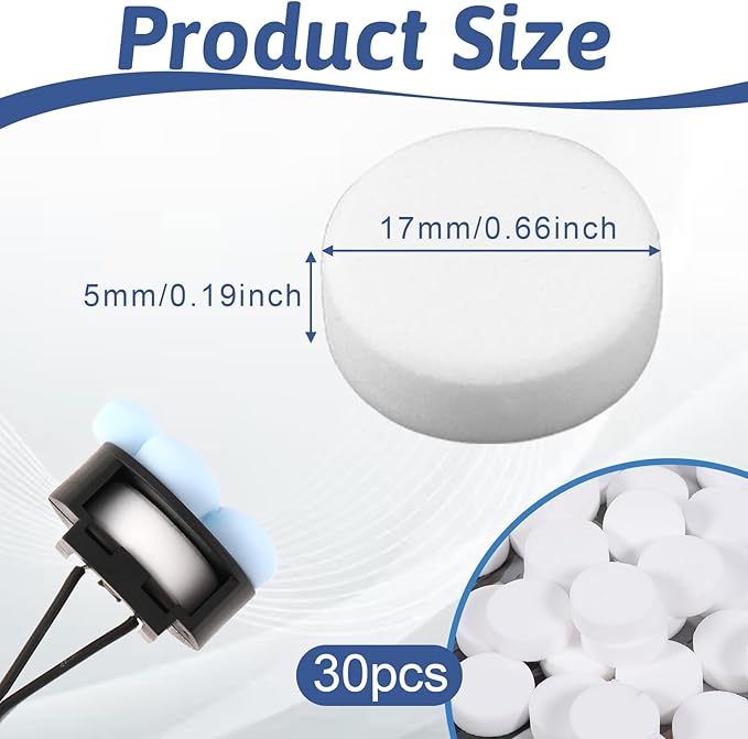 30Pcs Car Air Freshener Refill Felt Pads Unscented Essential Oil Perfumes Refill Pads 17mm Air Freshener Replacement Pad White Refill Replacement Tablets for Car Airs Freshener Vent Clips Diffusers