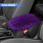 Auto Center Console Cover Pad, 11.81"x 7.87" Warm & Furry Winter Car Armrest Cover, Soft Faux Sheepskin Wool Car Armrest Seat Box Protector Cushion, Universal Interior Accessory (Violet)