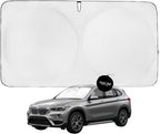 Windshield Sun Shade -Certified 99.87% UVB & 99.02% UVA Car Sun Shade. Award Winning Sunshade - Patented Technology | Compatible for BMW X1 (2016-2022) | Car Shades by Kinder Fluff