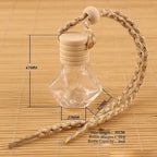 7Pcs 8ml Hanging Car Air Freshener Perfume Bottle, Refillable Aromatherapy Fragrance Clear Empty Essential Oil Diffuser Perfume Pendant Auto Ornaments Decor Accessories with Wooden Caps