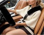 OGLAND Authentic Sheepskin Car Seat Belt Pad,2 Pack Soft Seat Belt Cover for Shoulder Pad Neck Cushion Protector Car Accessories by Genuine Natural Merino Wool (Black)