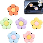 6PCS Cute Daisy Flower Air Vent Clip Car Accessories Air Conditioning Outlet Clip Car Air Freshener Dashboard Accessories Charm Car Inter Decor