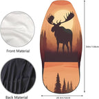 Delerain Car Seat Covers Set 2Pcs, Fall Sunset Wild Moose Universal Front Car Seats Vehicle Enterior Protector Suitable Fits Most Car Auto SUV Sedan Truck