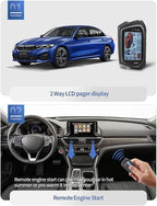 EASYGUARD EC207-M9-SR 2 Way Car Alarm Security Kit with LCD Pager Display Push Start Button Remote Engine Timer Engine Start with Siren DC12V