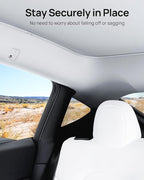 HALOBLK Non-Sag Glass Roof Sunshade with Storage Bag Designed for Tesla Model Y Accessories, Foldable Sunroof Shade with Nano-Ice-Crystal Heat Insulation Coating for 2021-2024 Model Y Accessories