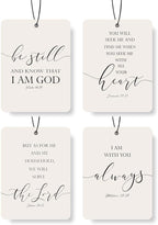 Christian Scripture Car Air Freshener 4Pcs, Inspirational Bible Quotes Hanging Scents, Bible Quote Gift Air Freshener Hanging in Car Wardrobe Drawer or Book.