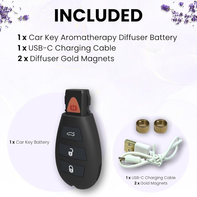 Discreet Car Key Aromatherapy Battery with Soft Touch Finish, Universal Thread Diffuser for On-the-Go Relaxation, Rechargeable Keychain Wellness Tool, Great Gift for Birthday, Holiday, or Everyday Use