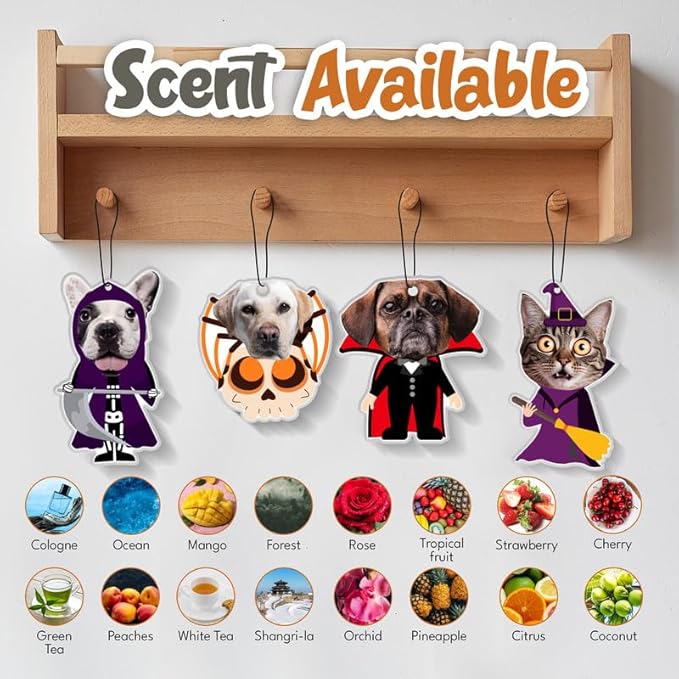 Custom Halloween Car Air Freshener – Personalized Photo Air Freshener, Custom Picture Air Freshener for Car, Customized Halloween Ornament – Unique Custom Air Fresheners with Your Design