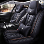 for Toyota RAV4 2008-2025 Car Seat Covers, Full Coverage Customized Seat Covers Premium Leather Waterproof Stain-Resistant Easy to Install (Full Set with Pillows, Black&Coffee)
