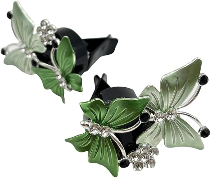 4 Pack Butterfly Car Air Fresheners Vent Clips Cute Air Conditioning Clips Decoration Rhinestone Vent Diffuser Clips Decor (Green)