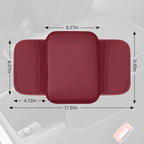 Car Center Console Cover, 11.6"×8.3" Leather Car Armrest Cushion Pad with 2 Storage Pockets, Comfortable Arm Rest Box Cover Mat for Most Vehicles, Universal Interior Accessories (Wine Red)
