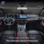 Foldable Car Windshield Sun Shade – 280T Thickened Reflective UV & Heat Shield with Storage Bag, Keeps Interior Cool, Universal Fit for Sedans, SUVs & Trucks – Medium (64" x 32")
