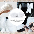Macarrie 2 Pcs Car Neck Pillow Plush Butterfly Bow Car Headrest Pillow Comfortable Seat Neck Support Cute Car Head Rest Accessories for Driving Travel Driver Chair Girl Style Interior Decor(White)