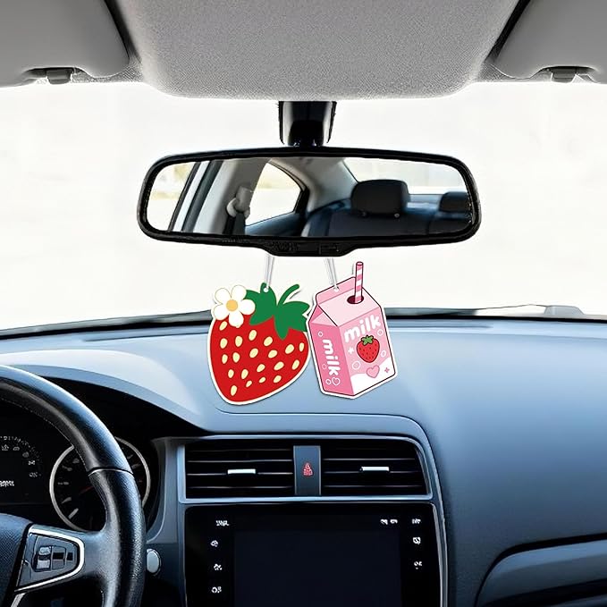 Strawberry Car Air Fresheners,5-Pack Candy Scents Cute Car Accessories,Funny Hanging Ornament Decor for Rearview Mirror,Long-Lasting Fresh Gifts for Women,Girls,Coworkers,Teacher & Nurse