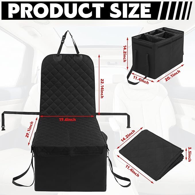 HOMBYS Back Seat Extender for Dogs,Dog Car Seat Cover with Storage Car Organizer,Dog Car Seat Extender with Storage for Front or Back Seat,Waterproof Scratch Proof Cover for Cars Trucks and SUVs,Large