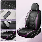 otoez Leather Seat Covers for Car Full Set, 5 Seat Car Seat Cover, Waterproof Automotive Seat Covers, Universal Seat Protector for Most Cars SedensTrucks SUVs (Dark Purple)