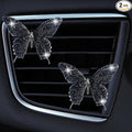 Dotesy 2 Pack Bling Bling Butterfly Air Vent Clips Crystal Butterfly Car Air Fresheners Vent Clips Diamond Cute Car Interior Decor for Women (Black)