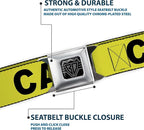 Buckle-Down Seatbelt Belt - CAUTION Yellow/Black - 1.0" Wide - 20-36 Inches in Length