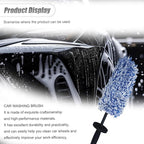 Car Wheel Cleaner Brush, Soft Microfiber Wheel Rim Cleaner, Non Scratch Car Detailing Brush, Highly Water Absorption & Removable Tire Brush, Vehicle Rim Wash Tool (Blue)