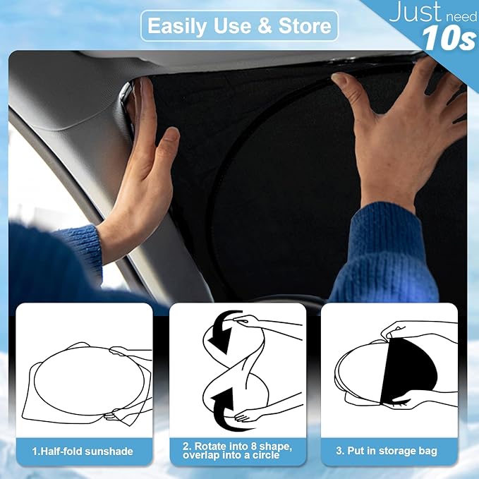 Custom Fit Sonata Windshield Sunshade for 2014 2015 2016 2017 2018 2019 Hyundai Sonata Front Window Shade Cover for Windshield Sun Visor Protector 210T Reflector Blocks UV Rays Cooler Car Accessories