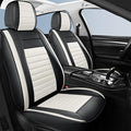 Car Seat Covers Front Pair, Breathable Nappa Leather Seat Covers for Cars, Universal Auto Interiors Car Seat Cushions for Most Sedans SUV Truck (2 PCS Front Seat, Black + Cream)