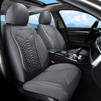 Coverado Car Seat Covers Full Set, Nappa Leather Seat Covers for Cars, 5 Seats Universal Waterproof Seat Covers, Front and Back Car Seat Protector, Automotive Seat Covers Fit for Most Cars, Gray