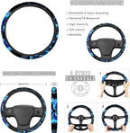 FKELYI Dolphin Universal Auto Seat Covers and Steering Wheel Protector, Car Gear Shifter Knob and Handbrake Cover, Headrest Covers, Cup Coasters