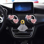 Bling Heart Air Vent Clips, Crystal Heart Car Air Fresheners Vent Clips Diffuser Vent Clip Rhinestone Car Decoration Interior Decor Cute Accessories for Women (Pink) + Sunflower Mask Hook