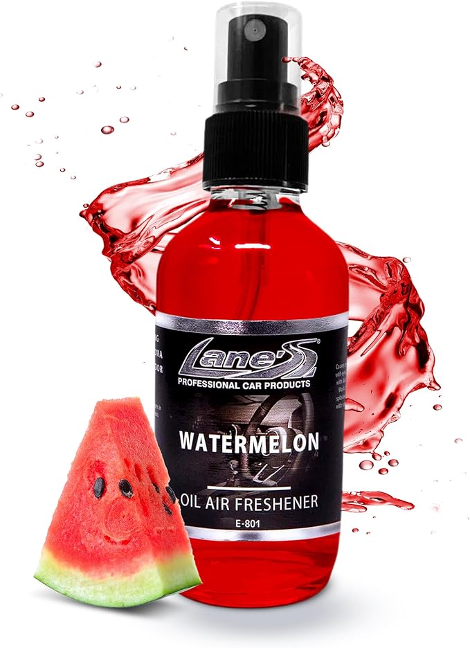LANE’S Premium Car Air Freshener "Watermelon" - 4oz Oil-Based, Long-Lasting Auto Scent Spray - Food, Pet, Odor Smell Deodorizer for Cars, Trucks, SUVs' Interior Leather, Carpet, Upholstery