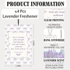 Coquette Purple Bow Christian Lavender Car Air Freshener 4 Pcs, Preppy Girly Bible Verse Air Freshener Hanging Decor for Cars Closet Drawer Books, Christian Accessories Gifts for Girls