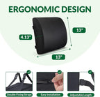 Lumbar Support Pillow for Office Chair Car Seat,Charcoal Memory Foam Chair Back Cushion for Back Pain Relief with Double Adjustable Straps