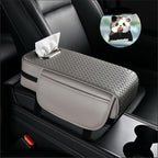 Car Armrest Cushion Cover Car Center Console Memory Foam Booster Pad with Storage Pocket and Tissue Hole for Sedan Vehicle (Grey, 12.99 * 7.09 * 2.95'' / 33 * 18 * 7.5 cm)