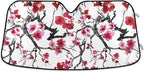 Pink Cherry Blossom Windshield Sun Shade Blocks UV Rays Visor Protector Accordion Folding Sun Reflector Auto Sunshade for Car Truck SUV to Keep Your Vehicle Cool