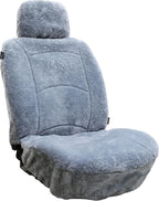 Genuine Sheepskin Seat Cover Lambskin Seat Cover Winter Car Seat Cover Lambs Wool Sheep Skin Fuzzy Shearling Car Accessories Front with Curve Patten (Light Gray Color)