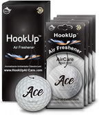 Golf Car Air Freshener by HookUp - 4 Pack - Black Gold Scent (Extra Strong) | Unique Golf Gift for Players, Coach, Fans | Hanging Car Accessory with Long Lasting Fresheners Smell