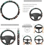 FKELYI Aztec Cattle Anti-Slip Car Seat Cover Steering Wheel Cover, Sunflower Seat Cushions, Gear Shifter Knob and Handbrake Cover, Headrest Covers, Cup Coasters