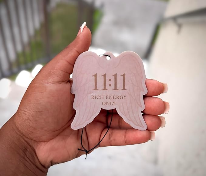 Ocean Breeze Car Air Freshener & Keychain Bundle – 1111 Angel Number Spiritual Hanging Car Accessory Gift for Motivation & Positive Energy (11:11 – Ocean Breeze)