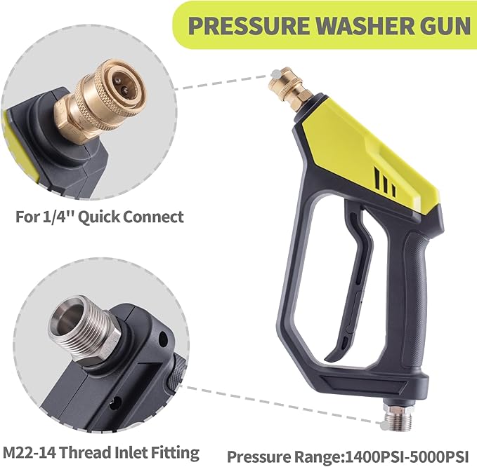 REALYOU Pressure Washer Gun with Foam Cannon, Car Wash Kit, 1/4 Inch Quick Connector, 5 Pressure Washer Nozzle Tips