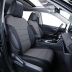 coverdream RAV4 PHEV Waterproof Leather Seat Covers Custom Fit for 2019-2025 Toyota RAV4 Hybrid XSE,Hybrid SE,Prime SE/XSE,Full Coverage,Airbag Compatible,Car Seat Protector (Full Set,Black/Gray)