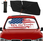 Socira Vintage USA American Flag Car Windshield Sunshade Umbrella Foldable Visor Umbrella Sun Shade Cover Sunshade Front Window Cover Car Accessories Blocks Uv Rays (57" X 30")