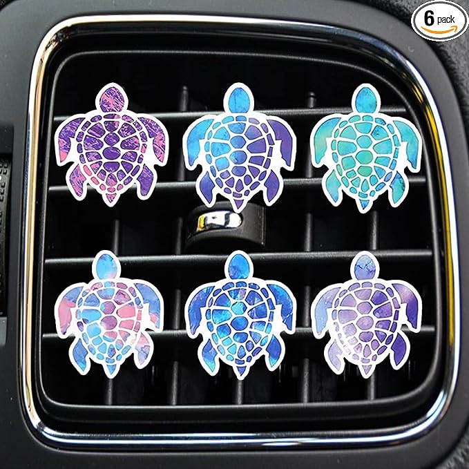 6 Pcs Sea Turtle Air Vent Clips, Cute Sea Turtle Car Air Fresheners Vent Clips Air Conditioning Outlet Clip Funny Decoration Interior Decor Car Accessories for Women Men