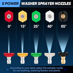 Saker High Pressure Washer Gun with 5 Color Quick Connect Power Washer Sprayer Nozzles,Only Compatible with High-Pressure Water Pipes of M22-14mm Diameter